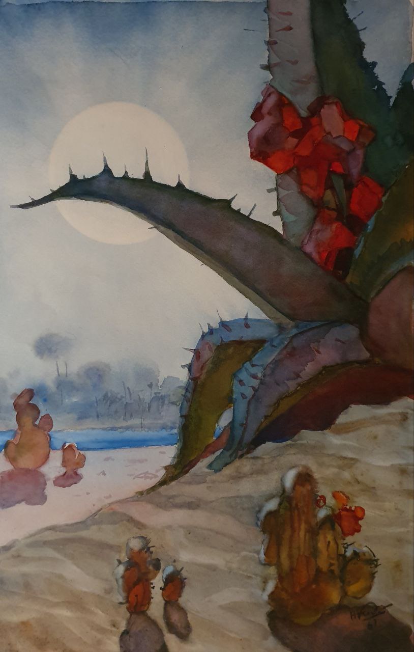 Николай Михайлович Кольчицкий (1907 - 1979) Голубое солнце. Из цикла иллюстраций к книге Сергея Леонидовича Вальдгарда "О Земле и о Вселенной". 1961