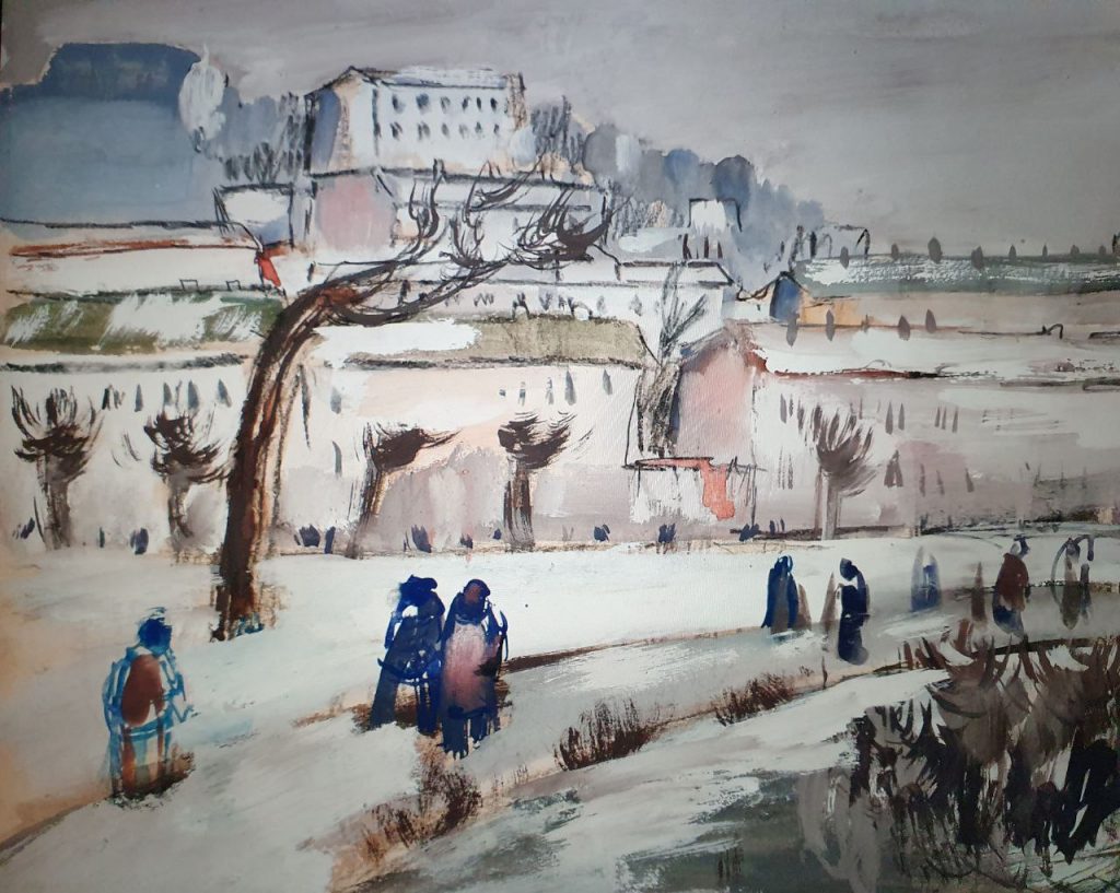 Почиталов Василий Васильевич Зимний день. 1931Бумага, гуашь. 31 х 39,2