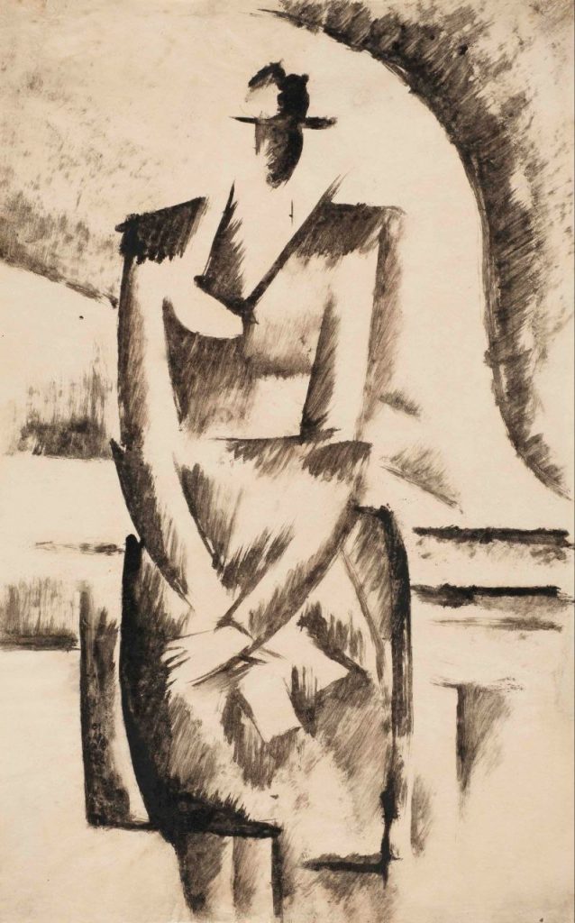 Михаил Ксенофонтович Соколов (1885 - 1947) У рояля (Портрет Надежды Штемберг, первой жены художника(?)) 1916-1917