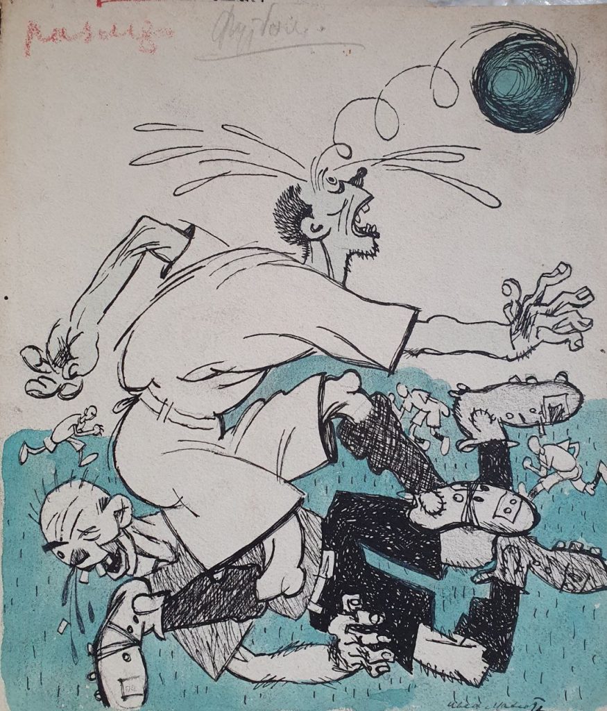 Иван Андреевич Малютин (1891 - 1932). "Головной труд". Рисунок для первого выпуска издания "Крокодил". 1922