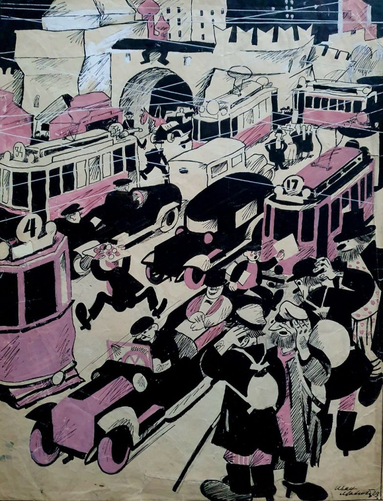 Иван Андреевич Малютин (1891 - 1932) Рисунок для журнала "Крокодил" n°35 1923 В поисках культуры. Крестьянин-экскурсант: "Ишь, язви их в корень! Вот тут и доберись до Калинина!"