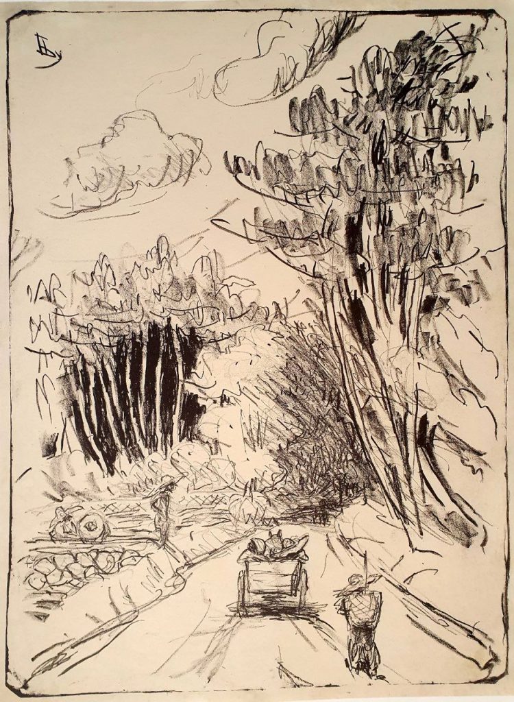 Варвара Дмитриевна Бубнова (1886 - 1983) После работы. Хоккайдо. Литография. 1956
