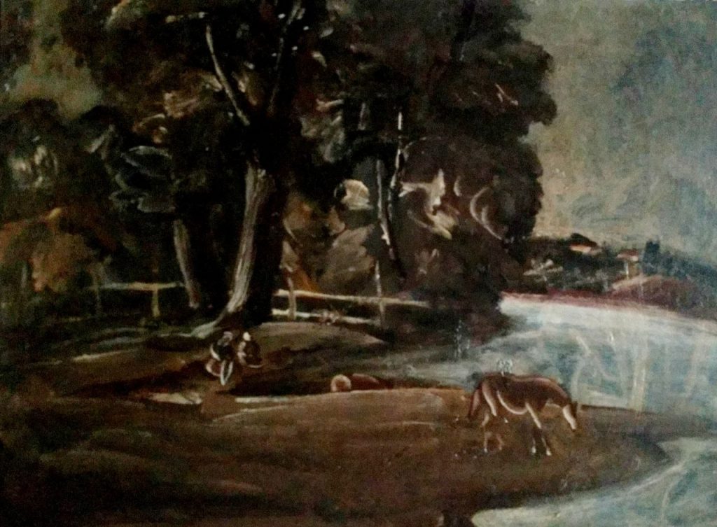 Константинов Фёдор Константинович (1882 - 1964) Пейзаж с лошадью. 1913