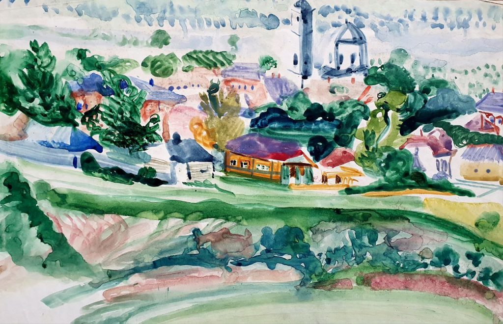 Татьяна Александровна Лебедева (1906 - 1980) Пейзаж с колокольней. 1930-е