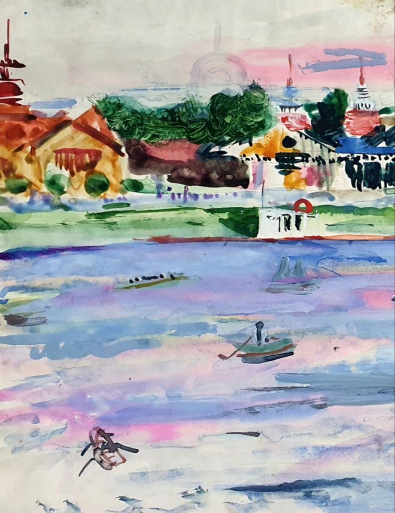 Татьяна Александровна Лебедева (1906 - 1980) На Москве-реке. Фрагмент. 1930-е