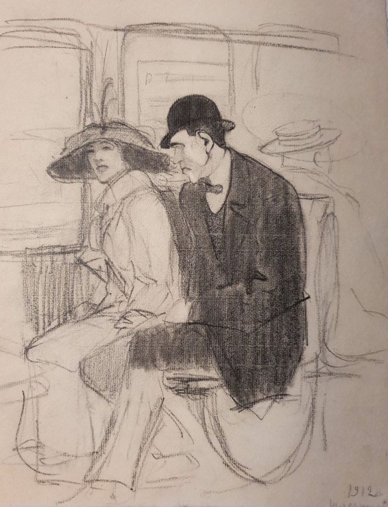 Вера Николаевна Шлезингер (Рохлина) (1896 - 1934) В трамвае. 1912