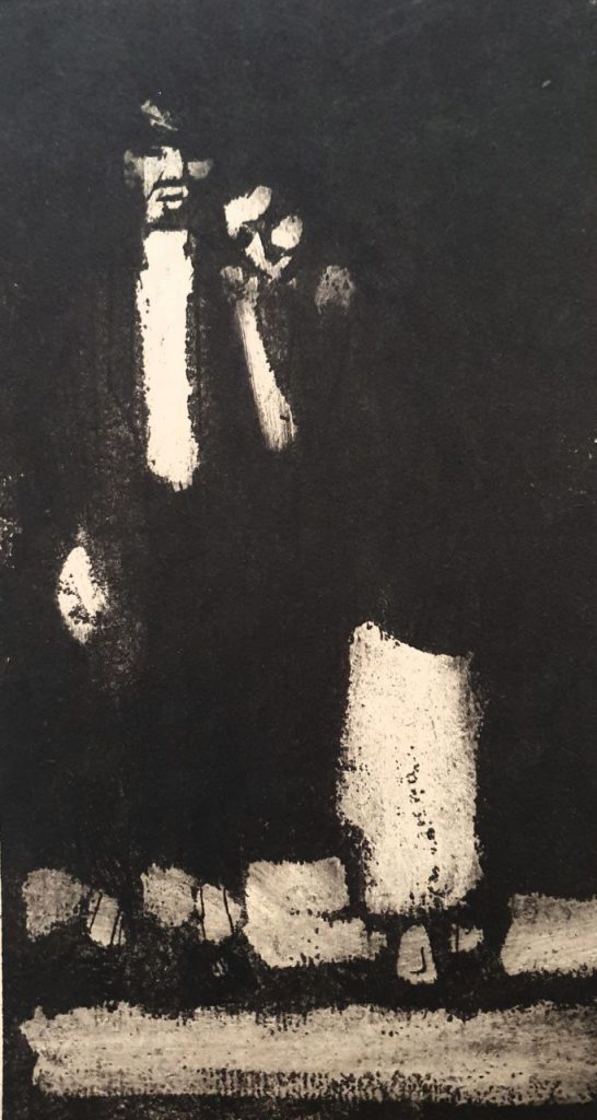 Константин Васильевич Кузнецов (1886 - 1943) Из серии "Ночной город". Начало 1930-х. Гравюра на картоне