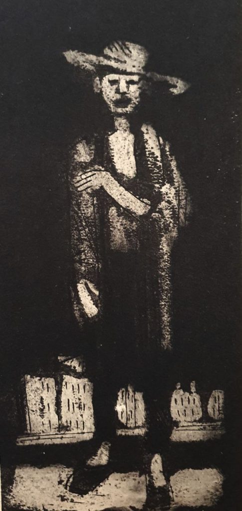 Константин Васильевич Кузнецов (1886 - 1943) Из цикла "Ночной город". Начало 1930-х. Гравюра на картоне.