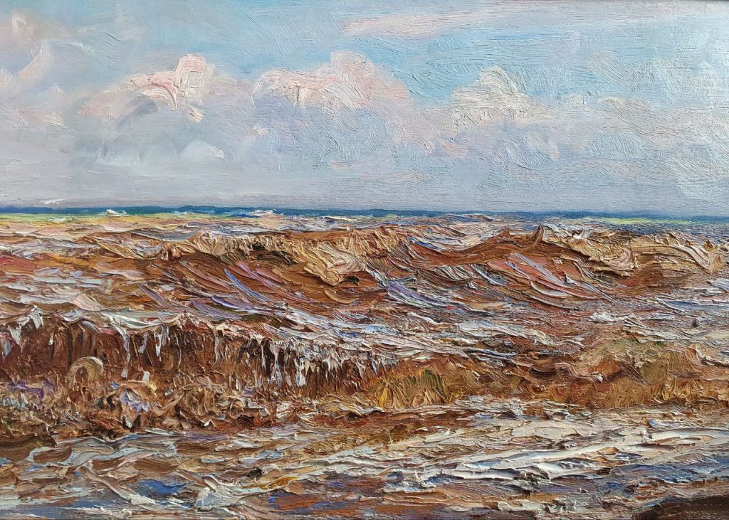 Ростислав Николаевич Барто (1902 - 1974) Море в Батуми. Шторм. 1947 Фанера, масло. 42,8 х 62,8