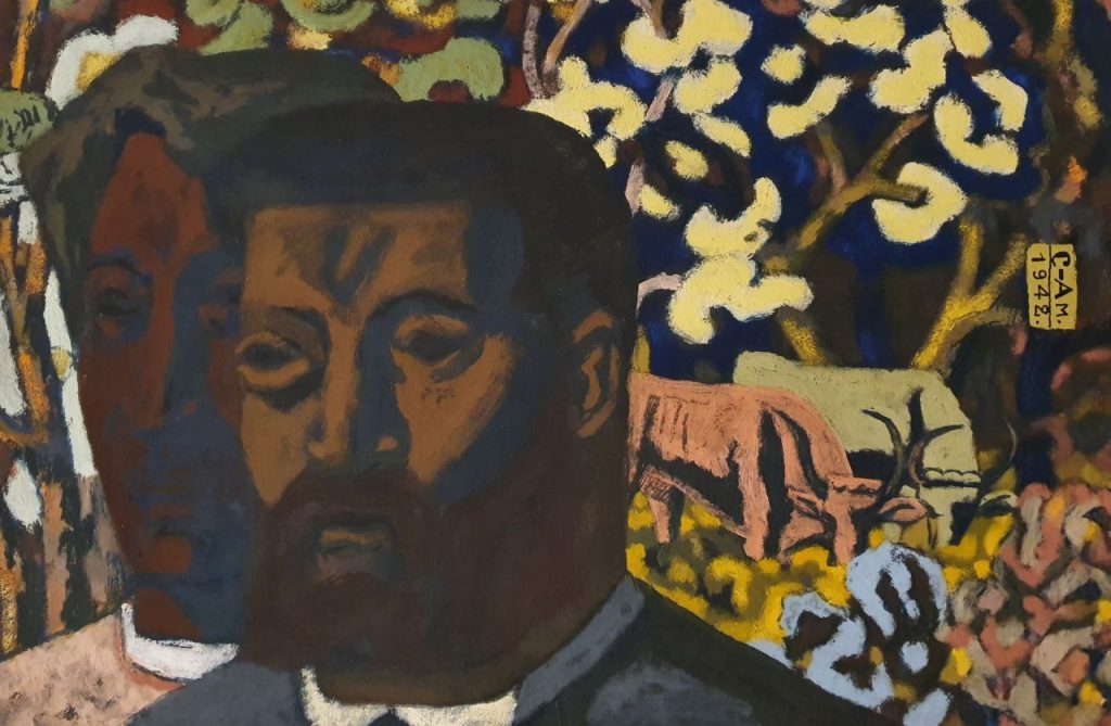 Фёдор Васильевич Семёнов-Амурский (1902 - 1980) Двое на фоне леса с быками. 1942