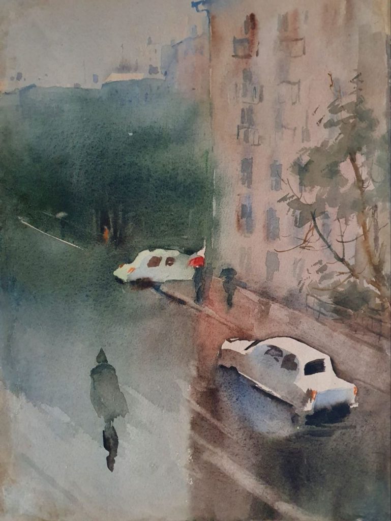 Мария Владимировна Мыслина (1901 - 1976) Дождь в Москве. 1960-е