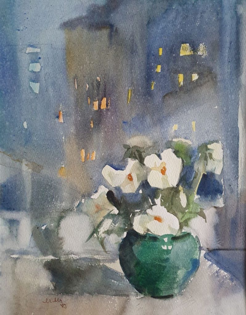 Мария Владимировна Мыслина (1901 - 1976) Цветы на окне. 1970