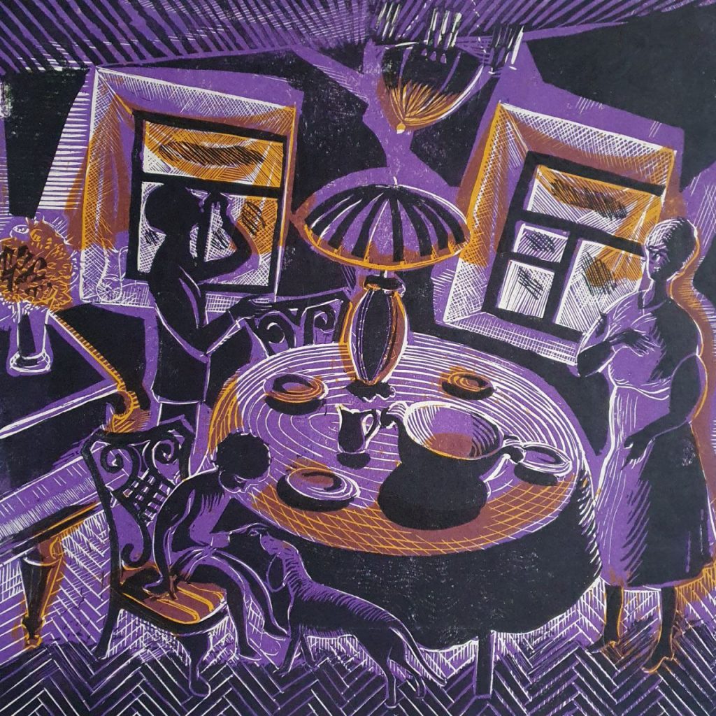 Леонид Павлович Зусман (1905 - 1984) В детстве. Линогравюра. 1973