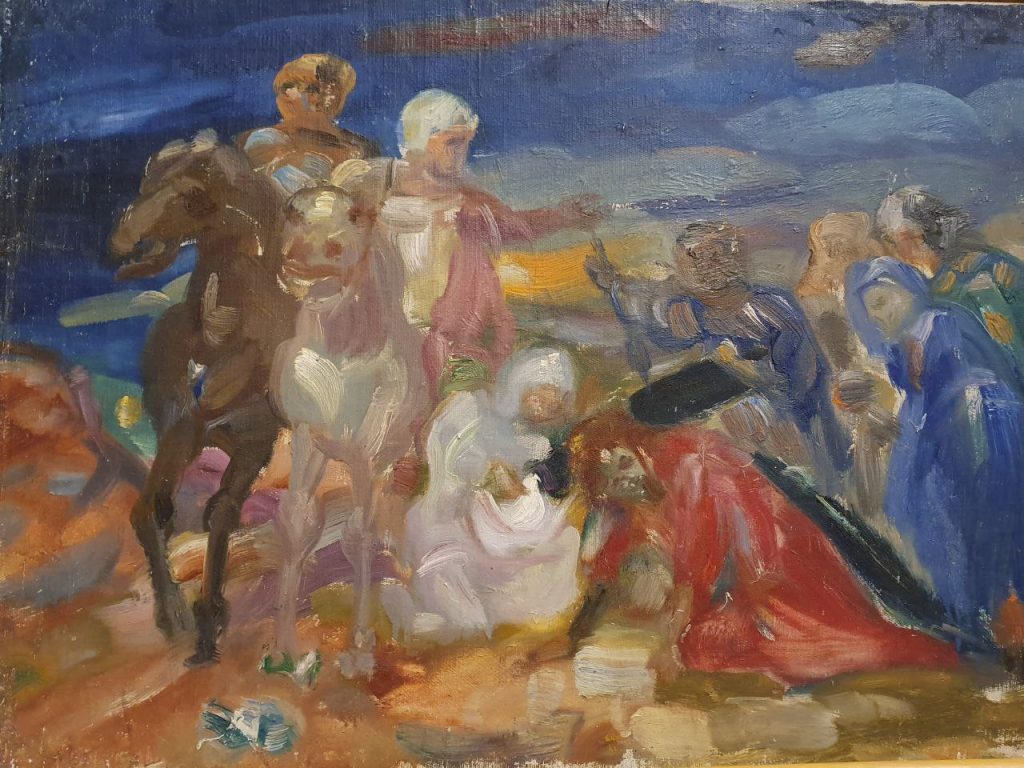 Сергей Михайлович Романович (1894 - 1968) Несение креста. (Голгофа с всадниками). Из собрания ГТГ. 1950-е