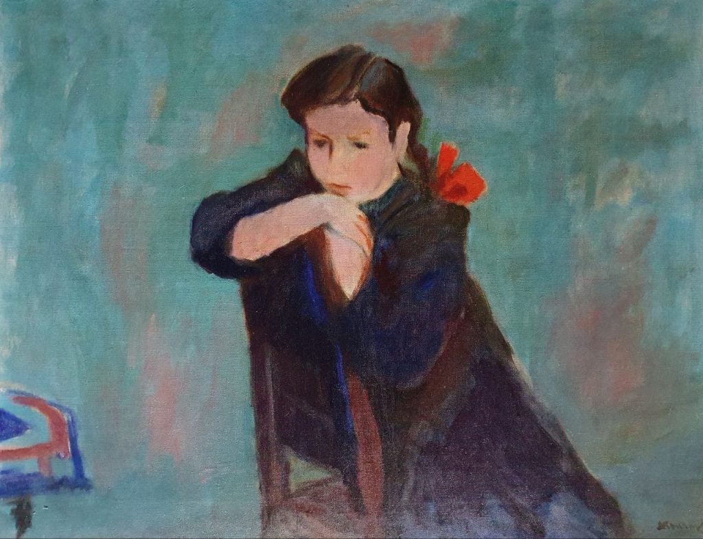 Андрей Дмитриевич Гончаров (1903 - 1979) Наташа. (Портрет с красным бантом). 1946