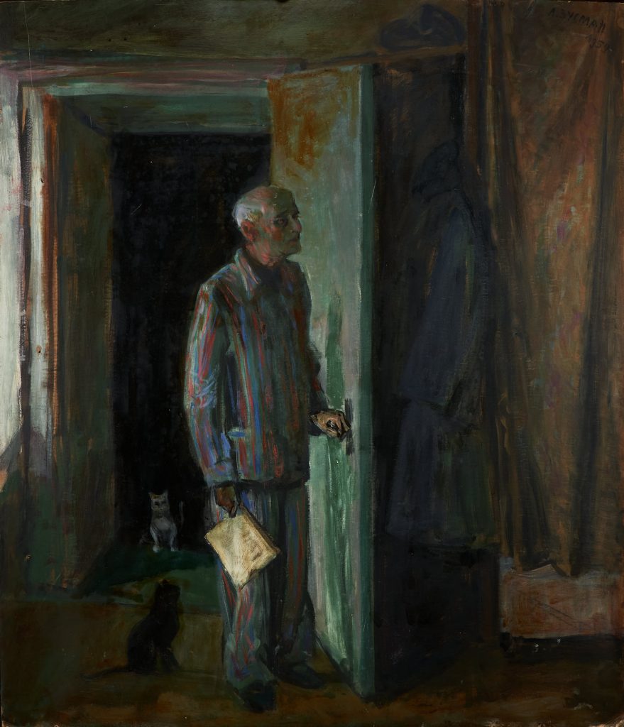 Леонид Павлович Зусман (1906 - 1984) Портрет отца. (Две кошки). 1959
