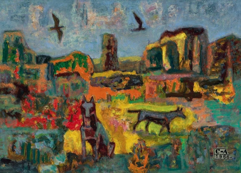 Фёдор Васильевич Семёнов-Амурский (1902 - 1980) Пейзаж с собаками. 1966