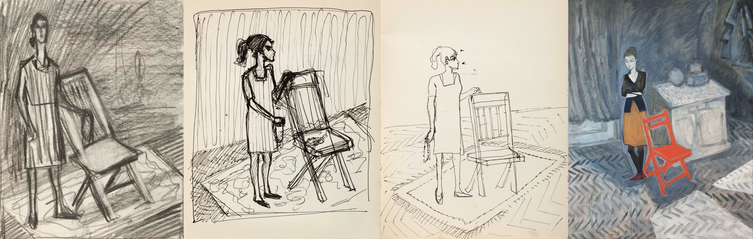 Зусман Леонид Павлович (1906 - 1984). В мастерской. Портрет балерины. 1967. Листы из альбома. Середина 1960-х.