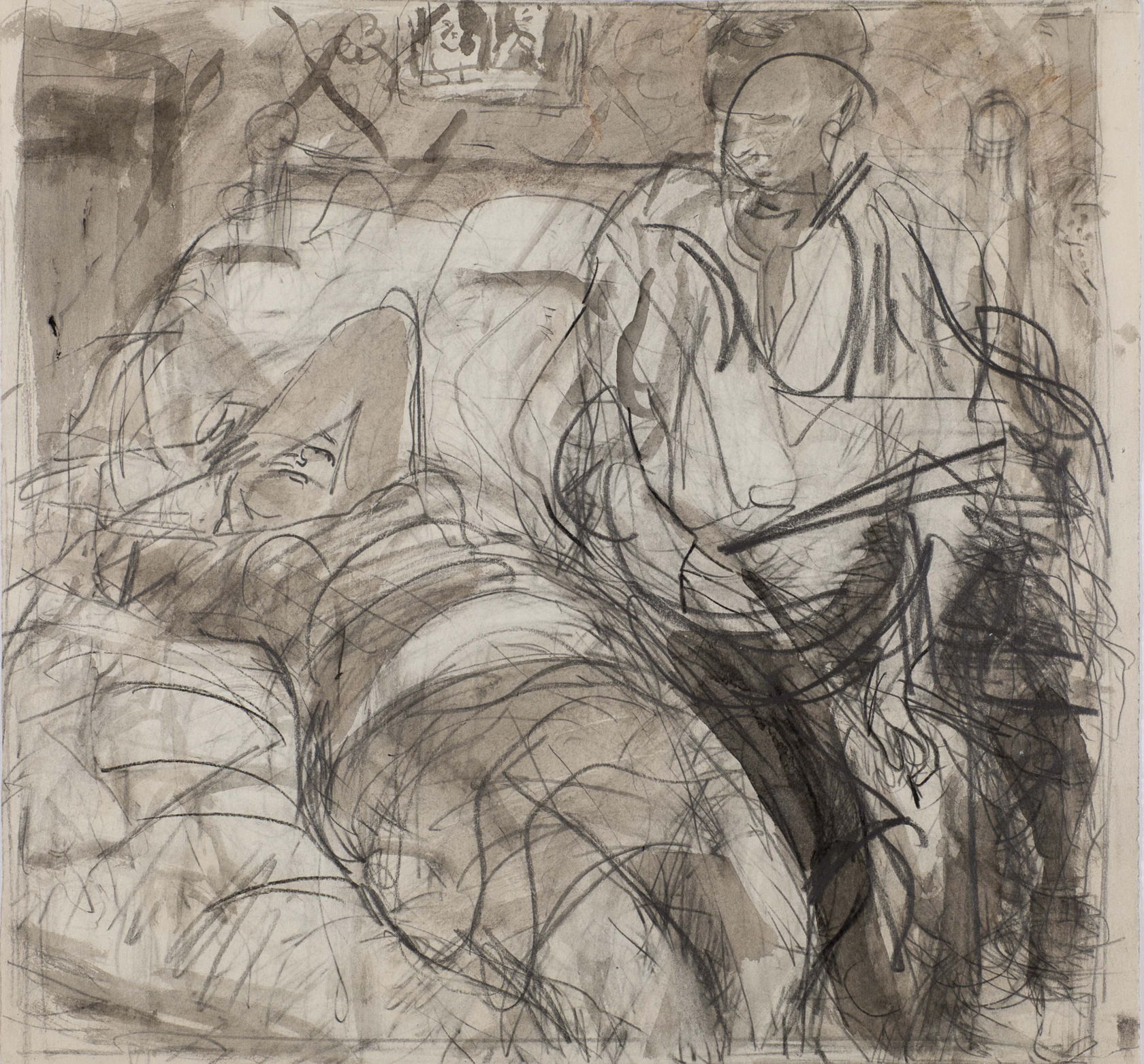 Из цикла «Любовь» 1950-е. Бумага, карандаш, гуашь. 31,2 х 33