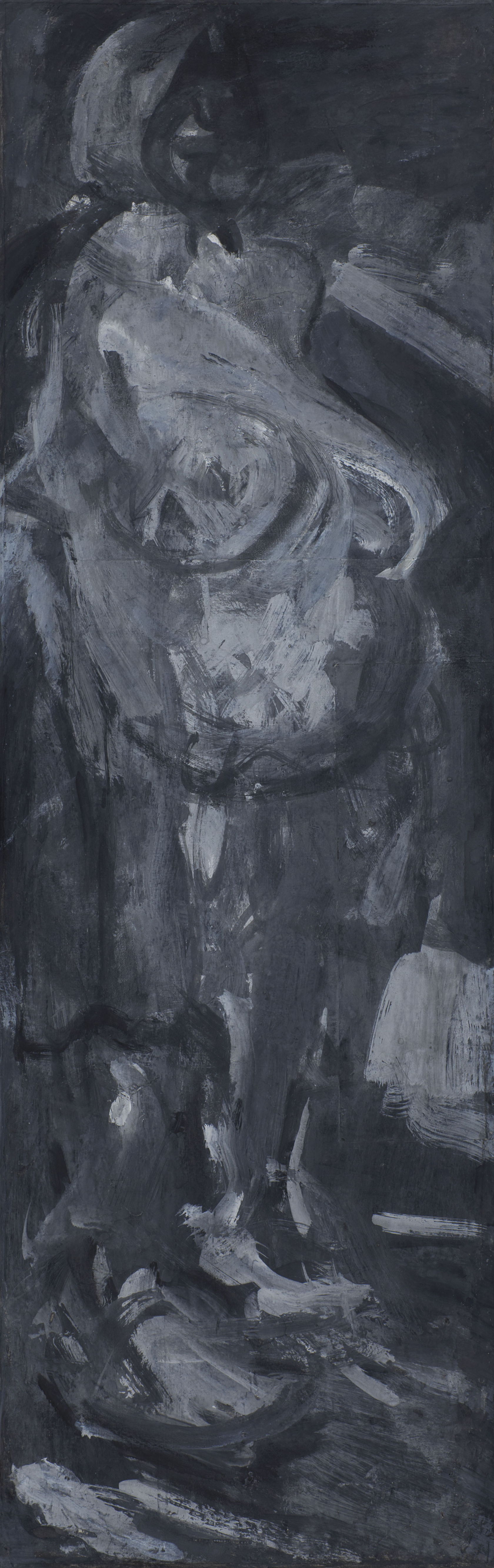 Без названия. 1970-е. Бумага на ДСП, гуашь 89,5 х 28,5