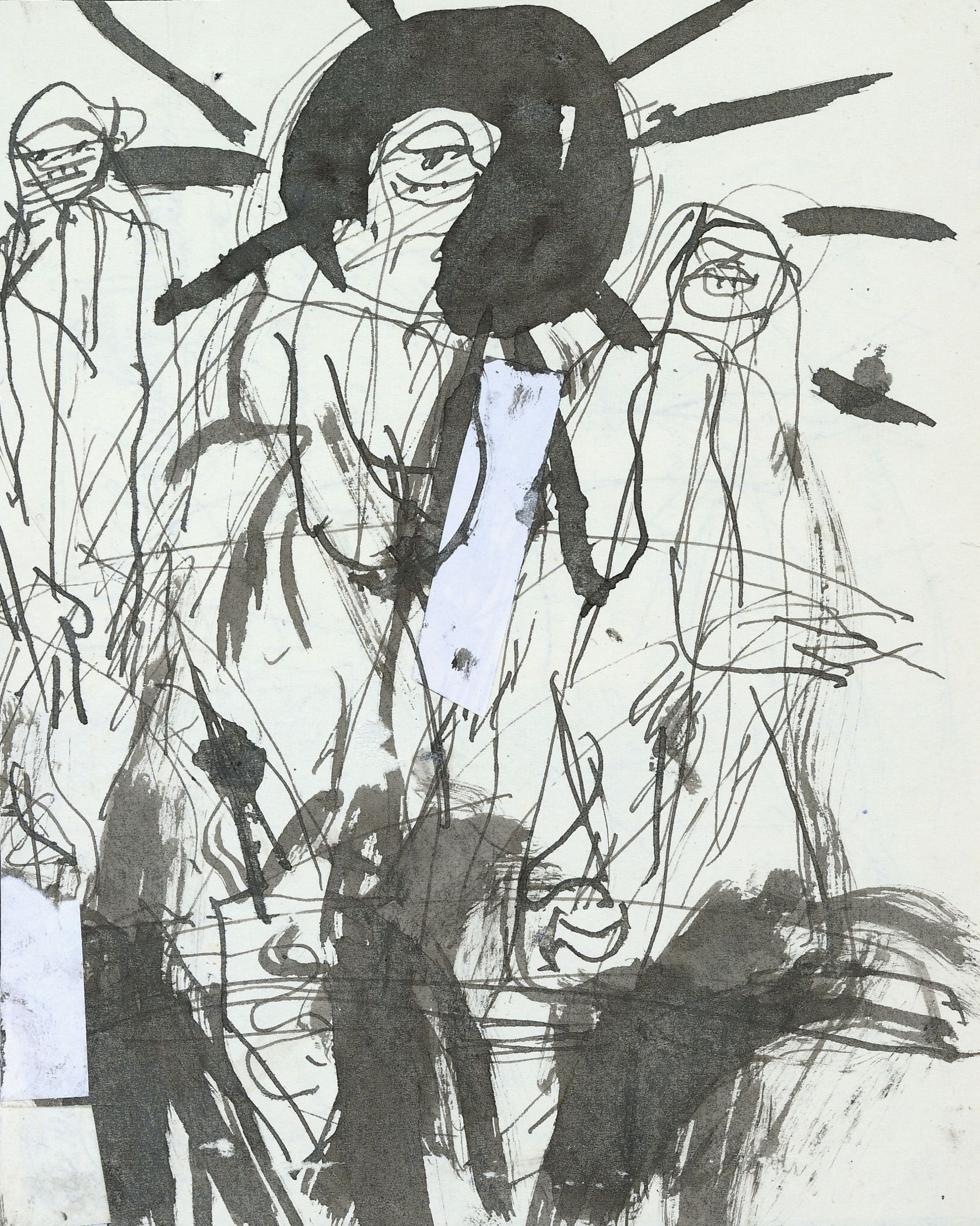 Волхвы. 1990-е. Бумага, чернила, коллаж. 18,2 х 15