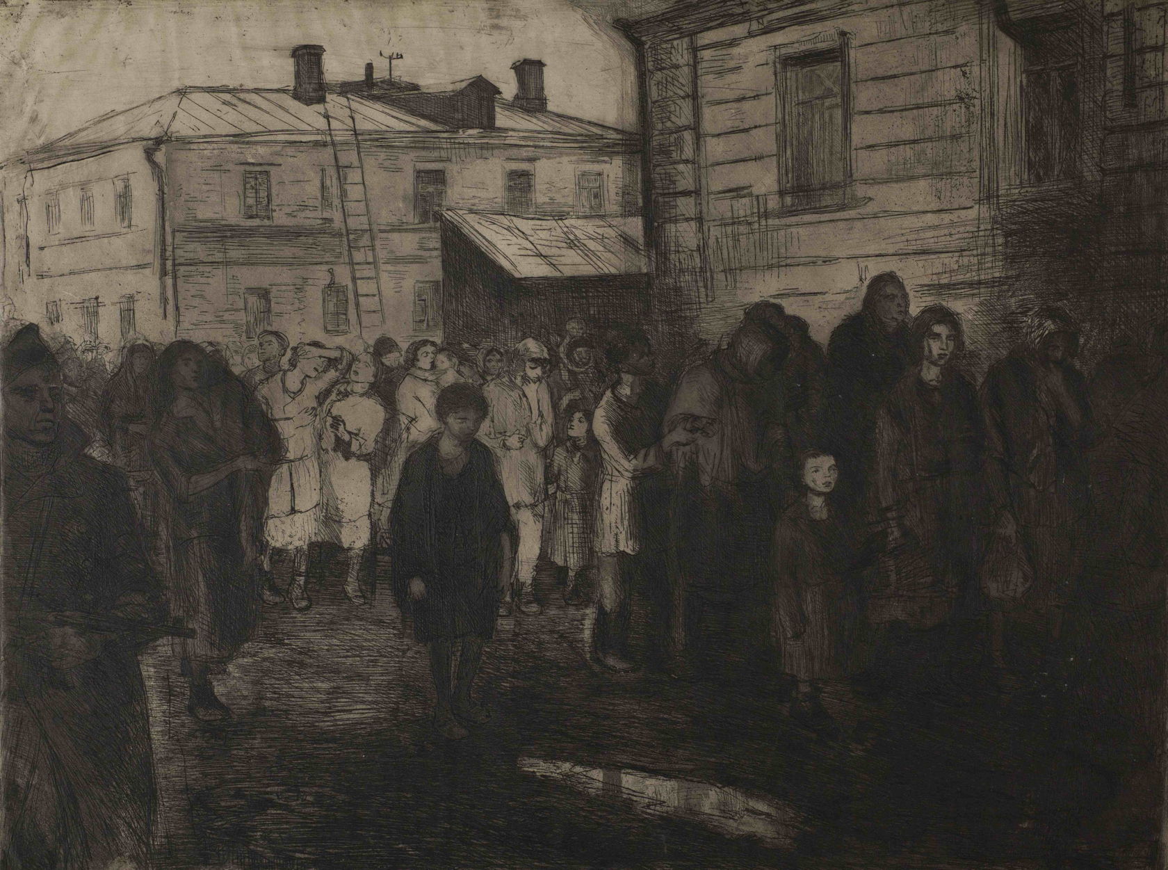 Из цикла «В оккупации» 1945 — 1946. Офорт. 37,2 х 49,8